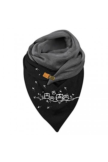 JERFER Écharpe Femme Chaud Automne Hiver Foulards Avec Bouton Spécial Élégant Casual Pissenlit Chouette Imprimé Doux Wrap Sca