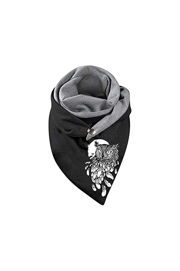 JERFER Écharpe Femme Chaud Automne Hiver Foulards Avec Bouton Spécial Élégant Casual Pissenlit Chouette Imprimé Doux Wrap Sca