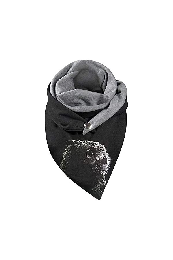 JERFER Écharpe Femme Chaud Automne Hiver Foulards Avec Bouton Spécial Élégant Casual Pissenlit Chouette Imprimé Doux Wrap Sca