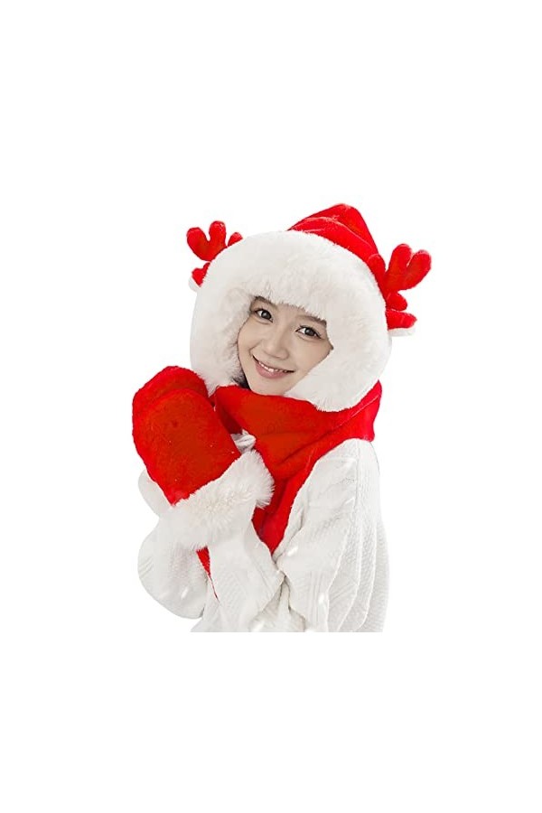 Kayferli Foulard femme avec cache-oreilles et gants longs ensemble foulard triangulaire femme, b, taille unique