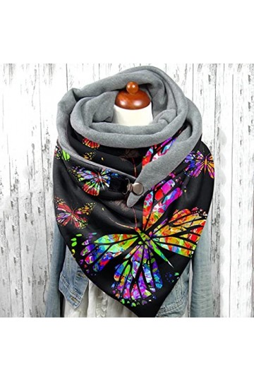 Foulard Chale Femme Coton Triangle Hiver Chaude Pas Cher Echarpes et Foulards Élégante Fille Bouton Douce Wrap Foulard Imprim