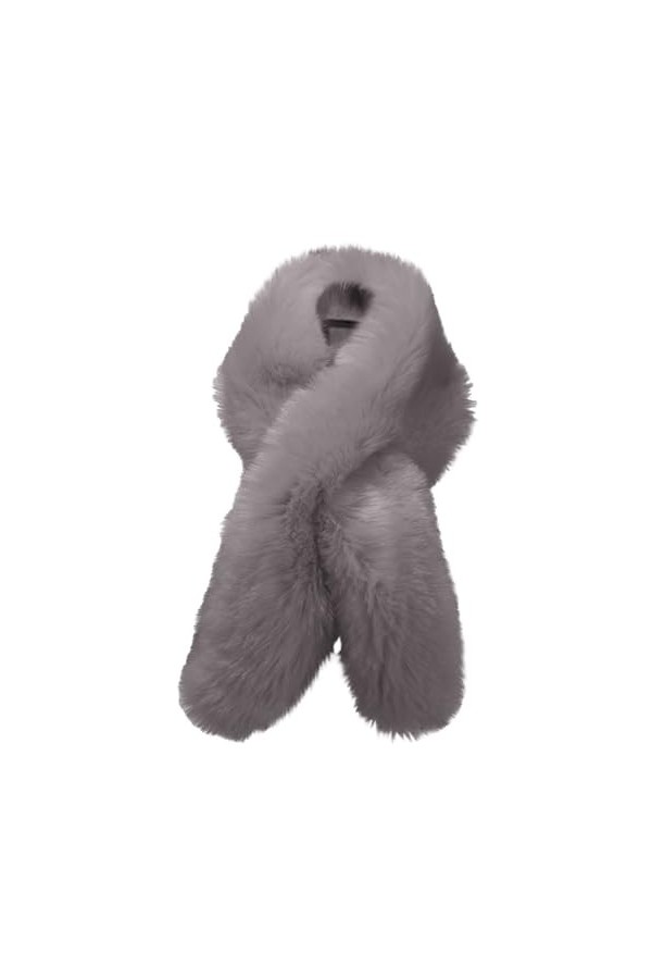 Foulard chaud en peluche solide pour femme automne hiver, gris, taille unique