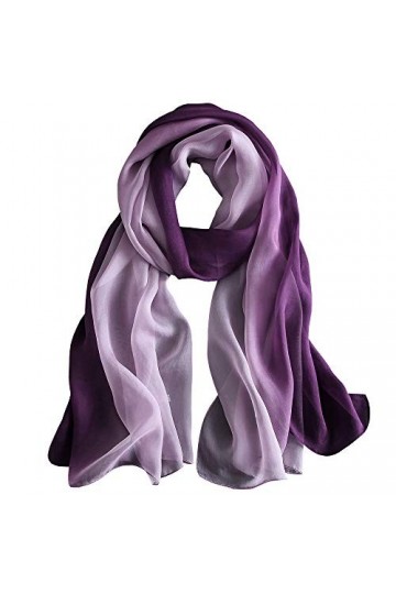 WZTP Foulard Femme en Soie Echarpe Chale Longue Élégant Dégradé Couleur 70,8" x 27,5" Lady 180cm, Dégradé violet foncé 