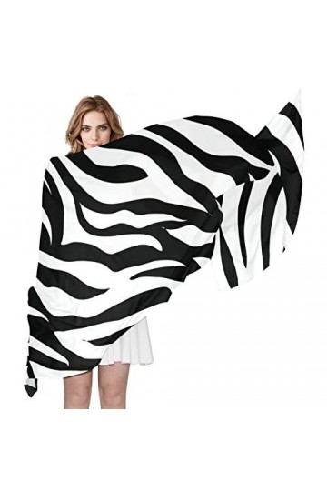 LORONA Foulard long et léger pour femme Motif zèbre Noir et blanc