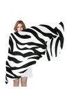 LORONA Foulard long et léger pour femme Motif zèbre Noir et blanc