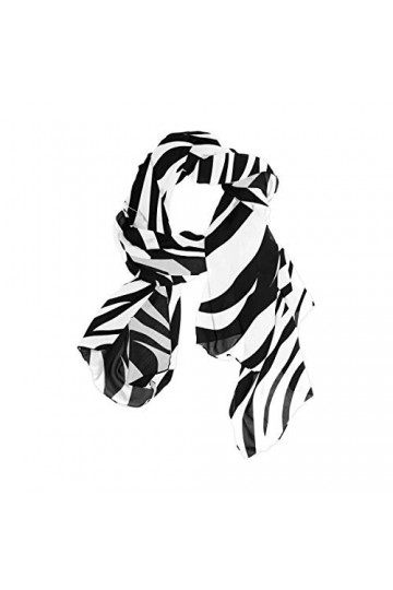 LORONA Foulard long et léger pour femme Motif zèbre Noir et blanc