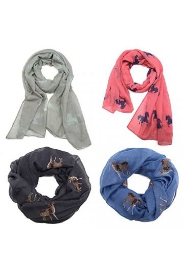 Foulard tubulaire en viscose tissé pour femme A4 Horse et Sika Deer 