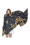 Foulard chinois traditionnel en forme de dragon doré tendance long et léger pour femme et fille, multicolore, Taille Unique