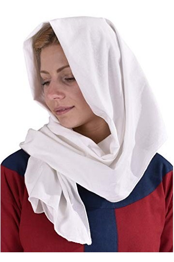 Battle-Merchant Foulard/guimpe en coton - long/en coton - coiffe historique style médiéval/viking - naturel - 50x180cm
