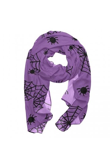Foulard tendance en mousseline de soie pour femme Halloween araignée et toile daraignée - 01, multicolore
