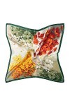 MayTree Foulard en soie pour femme - 100 % soie de mûrier - Carré 4 saisons - 53 x 53 cm, Vert/orange/rouge., 53 cm