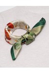 MayTree Foulard en soie pour femme - 100 % soie de mûrier - Carré 4 saisons - 53 x 53 cm, Vert/orange/rouge., 53 cm
