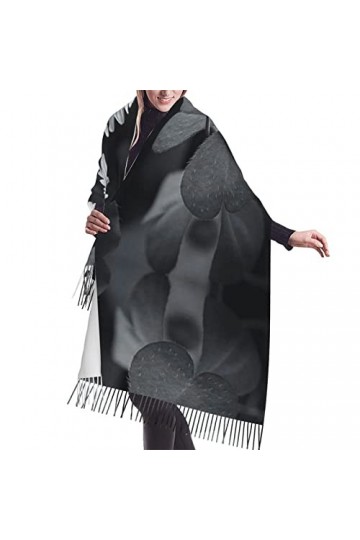 Écharpe à franges en cachemire avec motif cheval blanc entouré de fleurs pour femme, Cheval blanc entouré de fleurs, taille u