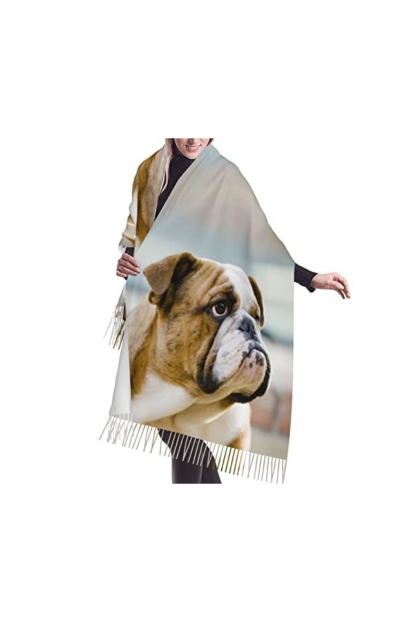 Écharpe à franges en cachemire avec motif cheval blanc entouré de fleurs pour femme, Cheval blanc entouré de fleurs, taille u