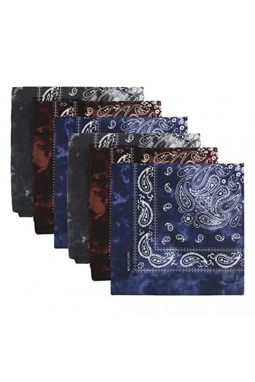 HOULIFE Tie Dye Bandanas - Lot de 6 bandanas - Pour homme et femme - En coton peigné - Unisexe - Multifonctions - Hip Hop - C