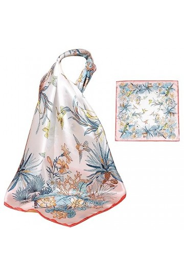 ZhaoCo Foulard Carré en 100% Soie de Mûrier, 66 x 66cm / 26 x 26 Pouces Petit Chaude Léger Écharpe Bandana en Satin pour Femm