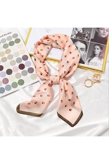 QINQIN 70x70cm Femmes Multifonction Polyester Soie Foulard Petit Triangle Imprimé Casual Satin Petit Carré Wraps Foulards Châ