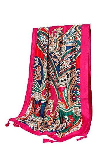 GLORIS Grand foulard pour femme 180 x 90 cm avec imprimés colorés. Foulard pour femme, Paisley rose.