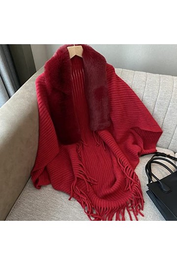 Écharpes et foulards pour femme - Écharpe tubulaire tricotée ample et épaisse - Manteau - Col en peluche synthétique - Écharp