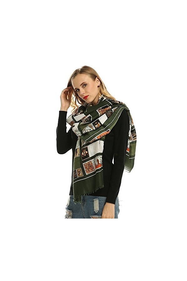 Écharpe dautomne et dhiver dames foulard en satin imprimé&nbsp;&nbsp;&nbsp;f