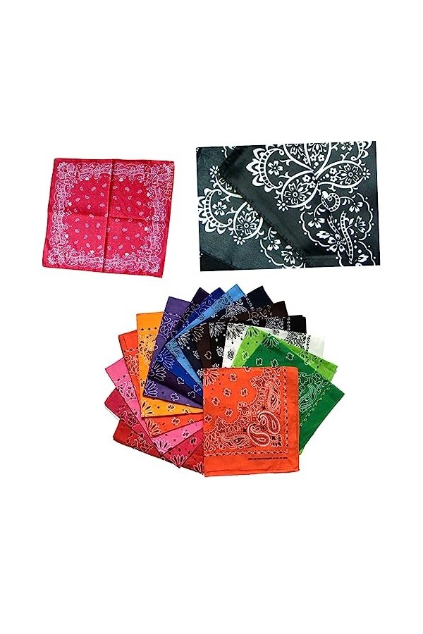 VALICLUD 12 Pcs Cheveux Bandanas Cheveux Écharpes Bandeau Carré Femmes Mouchoirs Paisley Bandeau Paisley Print Head Wrap Band