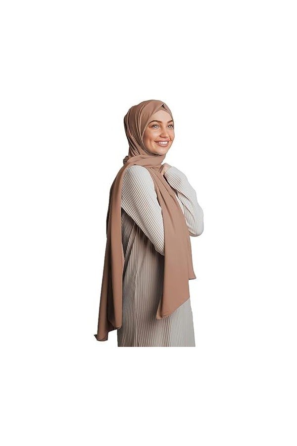 ANCILE ® Hijab Soie de Medine Bonnet Hijab offert Coeur de noisette 