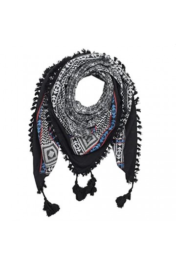 Freak Scene Foulard élégamment détaillé au style Pali - noir - blanc - 120 x 120 cm - motif 2 - Shemagh - foulard Arafat pale