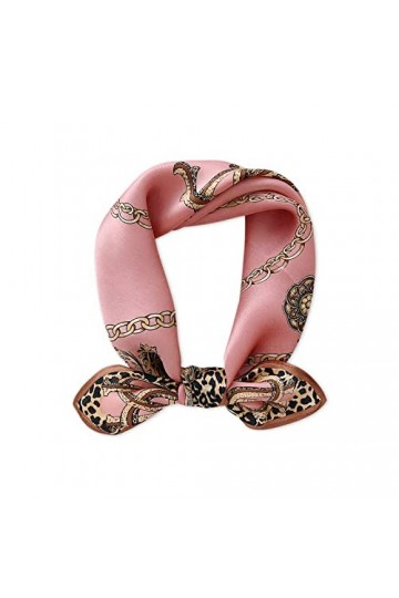 LumiSyne Foulards En Soie Pour Femme Écharpe Carré Mode Léopard Imprimé Animal Soie De Mûrier Petits Écharpe Légers Fichu Cou