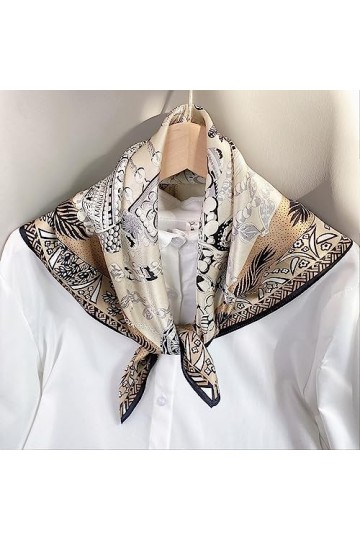 ZhaoCo Foulard Carré en 100% Soie de Mûrier, 66 x 66cm / 26 x 26 Pouces Petit Chaude Léger Écharpe Bandana en Satin pour Femm
