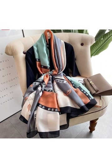 LA FERANI Foulard dété en soie multicolore - Pour femme - Léger et long - 180 x 90 cm - Pour lété - Idée cadeau pour fille 