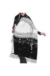 DHWUIASF Foulard à pompons en forme de loup gris pour femme - Longue écharpe douce et chaude, Touches de piano avec notes de 