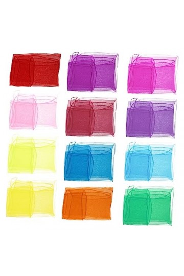 Toyvian 24 Pcs Couleur Unie Petit Foulard En Soie Foulard En Soie Écharpe En Mousseline De Soie Bandanas De Couleur Unie Foul