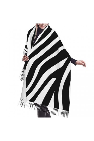 OPSREY Foulard à franges doux imprimé Ramen doux au toucher cachemire écharpe châle écharpe chaude unisexe, Zébré, taille uni