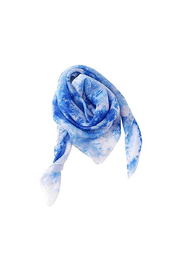 Rubruan Foulard en soie pour femme - 100 % soie de mûrier véritable - Fabriqué à la main - Coloration tie-dye batik - 90 x 90