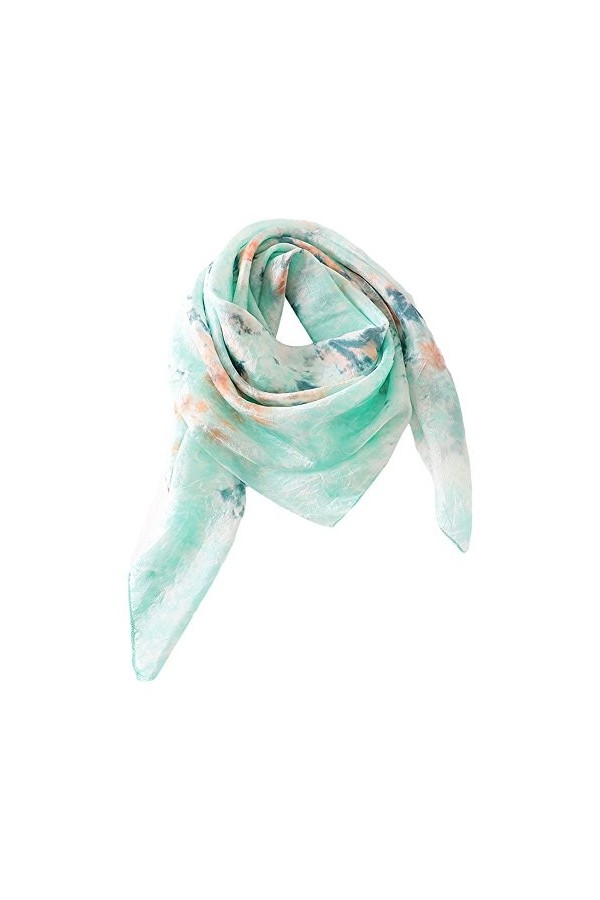Rubruan Foulard en soie pour femme - 100 % soie de mûrier véritable - Fabriqué à la main - Coloration tie-dye batik - 90 x 90