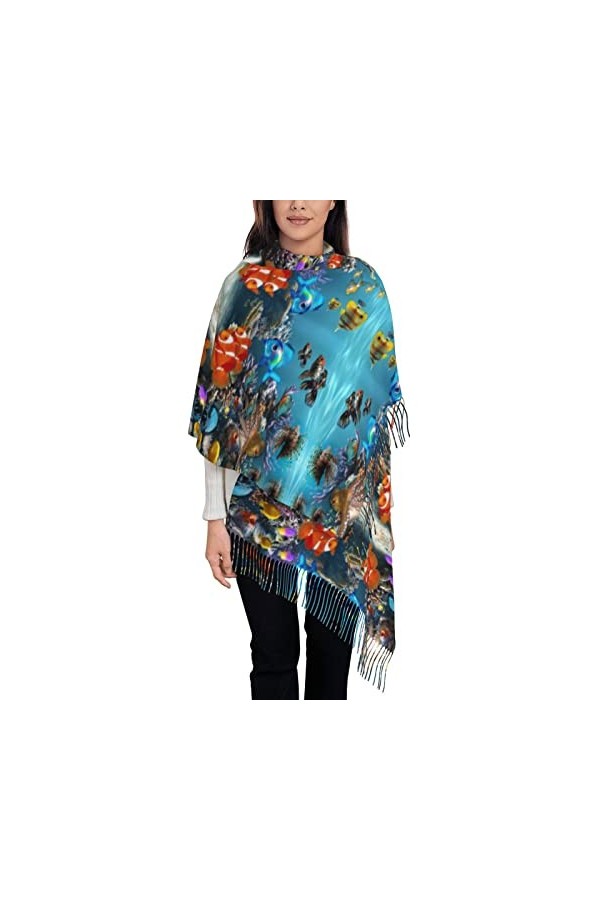 DHWUIASF Foulard à pompons pour femme, motif graffiti papillon, écharpe dhiver et de printemps longue, douce et chaude, Tort