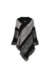 Écharpes et foulards pour femme - Imprimé épissure - Poncho avec pompons - Écharpe tricotée - Franges - Pashminas - Pull - Ca