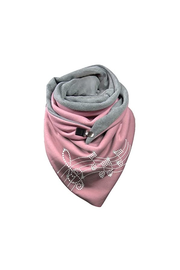 Vuncio Foulard Triangle Femme Hiver Chaud Pas Chere Foulards Chic et Elegant Ado Femme Avec Bouton Souple Wrap Turban Motif C