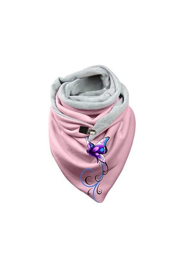 Vuncio Foulard Triangle Femme Hiver Chaud Pas Chere Foulards Chic et Elegant Ado Femme Avec Bouton Souple Wrap Turban Motif C