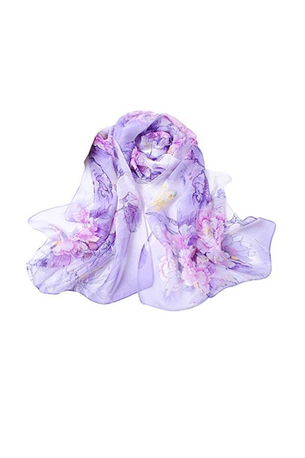 Cusstally Écharpes for Femmes Foulards Style Mousseline de Soie Mode féminine PP Longue Dame écharpe Chinoise Wrap châle écha