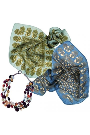 BEAT 2 Foulard Femme 100% Soie: Design Collection 50x50cm Echarpes Cou et Collier Pierres Naturelles Tons Bruns Collection De