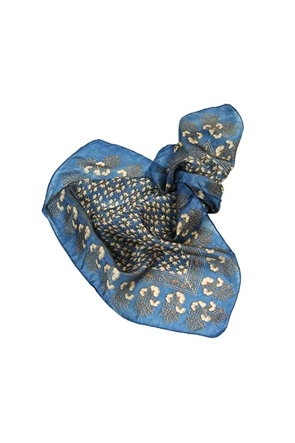 BEAT 2 Foulard Femme 100% Soie: Design Collection 50x50cm Echarpes Cou et Collier Pierres Naturelles Tons Bruns Collection De