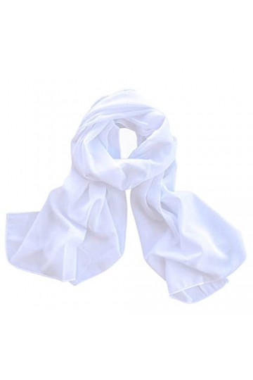 DOLCE ABBRACCIO by RiemTEX Foulard élégant pour femme Verona en mousseline de soie, Blanc., 160 x 48 cm