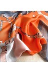 LA FERANI Foulard dété en soie beige - Pour femme - Léger - 180 x 90 cm - Idée cadeau pour fille et mère, Orange, 180x90