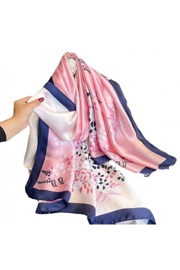 LA FERANI Foulard dété en soie rose de designer - Pour femme - Léger - Roses - 180 x 90 cm - Idée cadeau pour fille et mère,