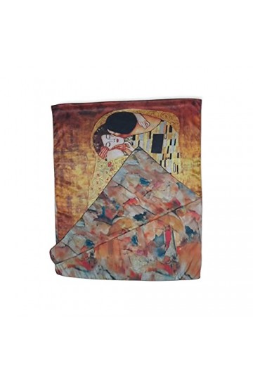 TF Écharpe viscose double impression cadeau femme art mode étole foulard baiser klimt,multicolore, taille unique, multicolore