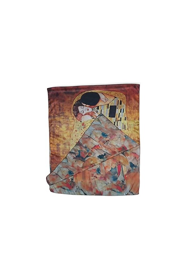 TF Écharpe viscose double impression cadeau femme art mode étole foulard baiser klimt,multicolore, taille unique, multicolore