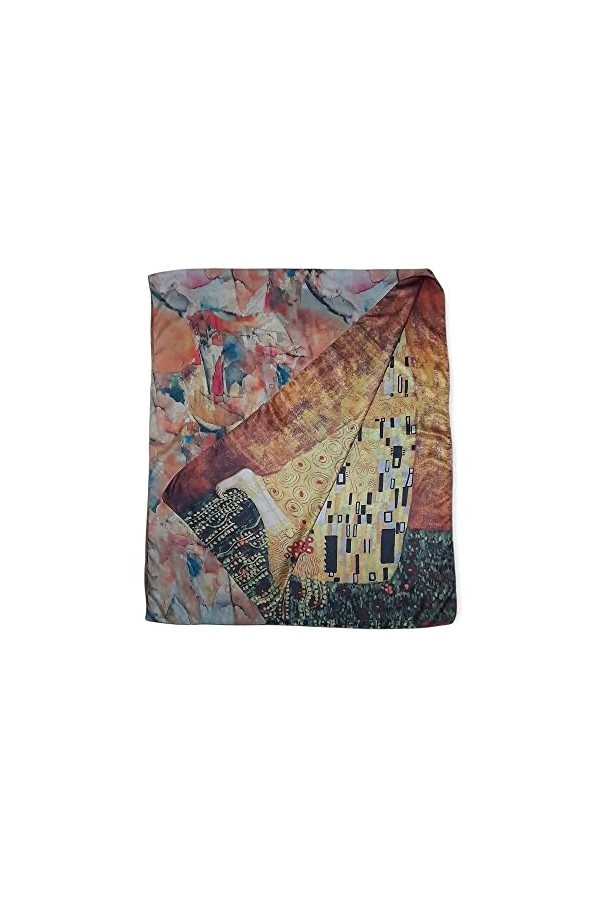 TF Écharpe viscose double impression cadeau femme art mode étole foulard baiser klimt,multicolore, taille unique, multicolore