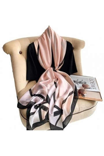 LA FERANI Foulard dété en soie beige - Pour femme - 180 x 90 cm - Cadeau dété - Idée cadeau pour fille et mère, Rose, 180x9