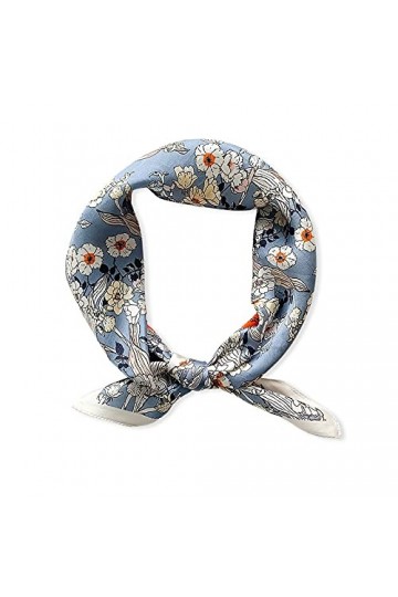 LumiSyne foulards en soie pour femme écharpe carré imprimé fleurs de cerisier satin de soie foulards légers dames petits écha